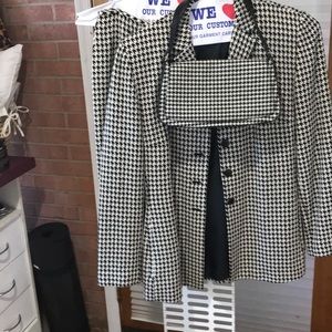 Black and white striped wool suit